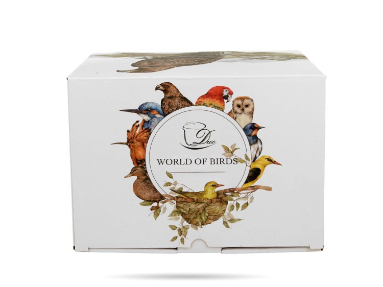 Kubek z zaparzaczem ptaki paw 400 ml Ptasi świat porcelana prezent DUO