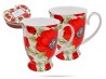Kubki w sercu kwiaty maki 300 ml 2 szt porcelana na prezent CARMANI