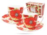 Filiżanki ze spodkami 200 ml 2 szt maki porcelana na prezent CARMANI
