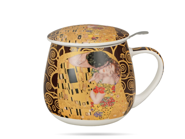 kubek barylka z zaparzaczem pocalunek klimt braz duo  (2).png