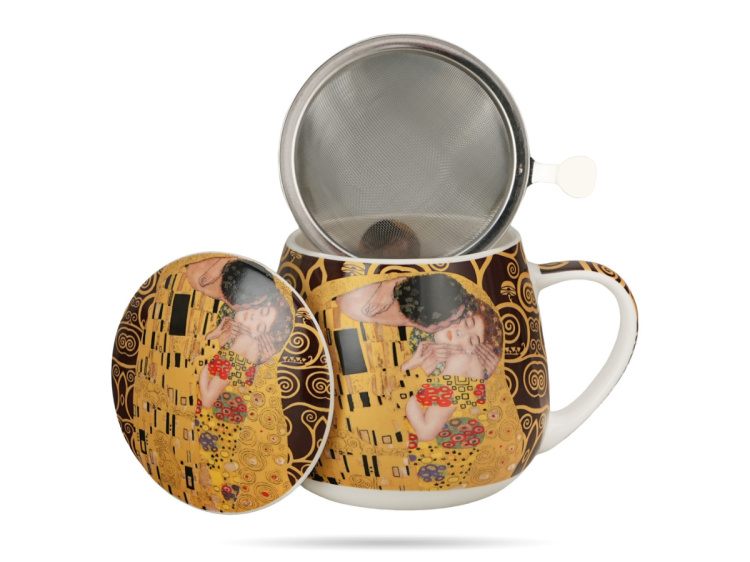 kubek barylka z zaparzaczem pocalunek klimt braz duo  (3).png