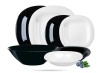 Serwis obiadowy z salaterką dla 12 osób 37 el czarno biały Carine LUMINARC