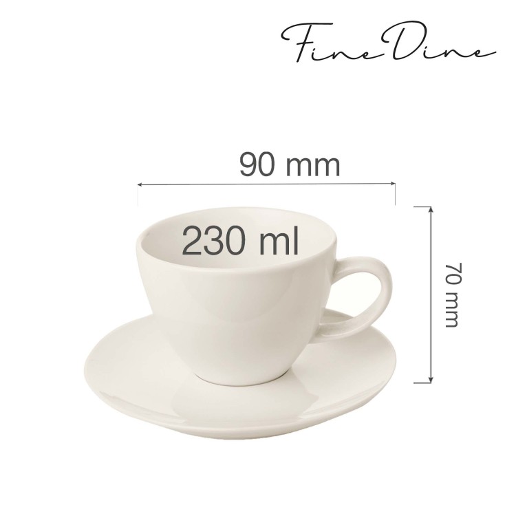 Filiżanka elegancka ze spodkiem do kawy i herbaty Crema 230 ml