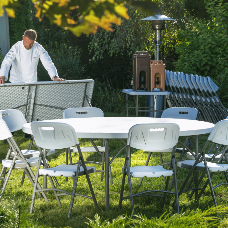 Stół cateringowy okrągły, składany 1800 mm