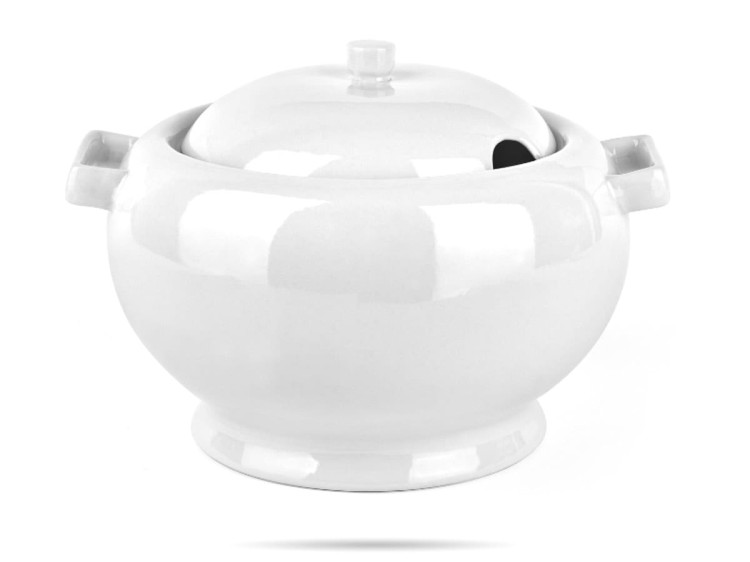Waza do zupy z pokrywą ceramiczna biała 2,5L TADAR