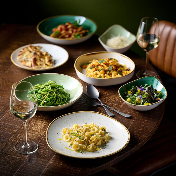 Talerz płytki o organicznym kształcie Stonecast Barley White 286 mm