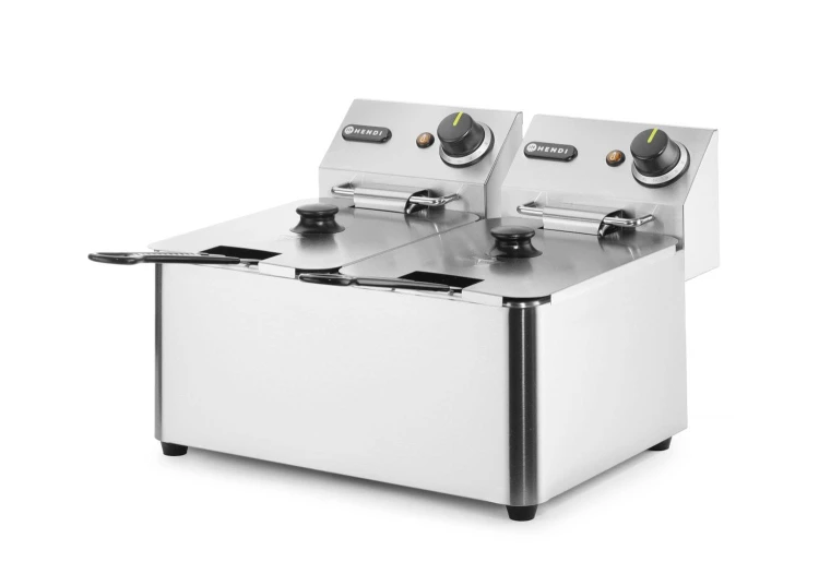 Frytkownica 2x4 l, HENDI, Kitchen Line, 8L, 230V/6000W, 470x380x(H)315mm