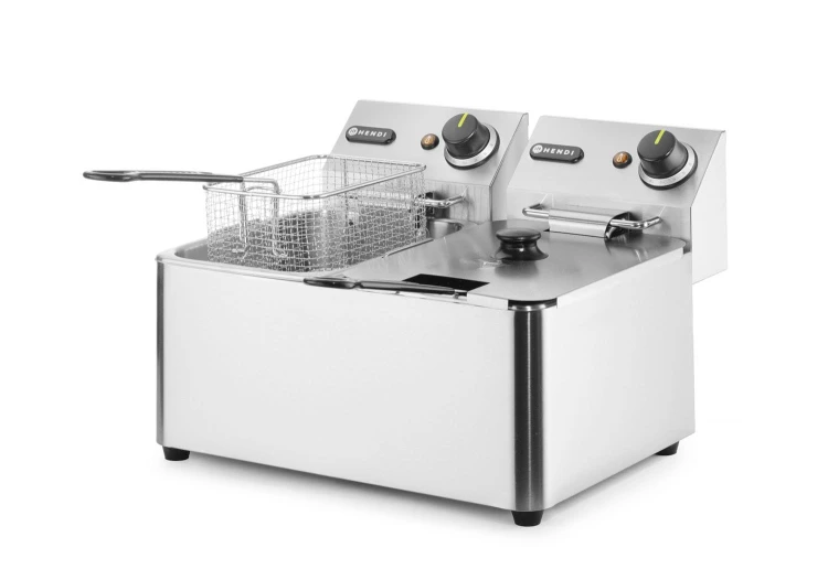 Frytkownica 2x4 l, HENDI, Kitchen Line, 8L, 230V/6000W, 470x380x(H)315mm