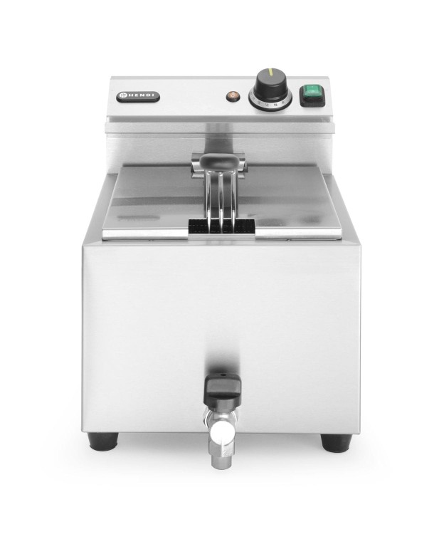 Frytownica manualna z kranem spustowym, 8 l, HENDI, Profi Line, 8L, jasnoszary, 230V/3500W, 305x515x(H)354mm