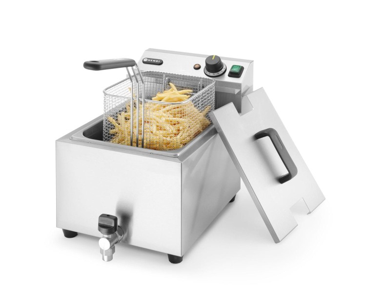 Frytownica manualna z kranem spustowym, 8 l, HENDI, Profi Line, 8L, jasnoszary, 230V/3500W, 305x515x(H)354mm