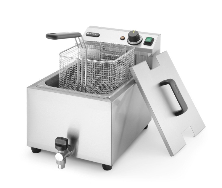 Frytownica manualna z kranem spustowym, 8 l, HENDI, Profi Line, 8L, jasnoszary, 230V/3500W, 305x515x(H)354mm