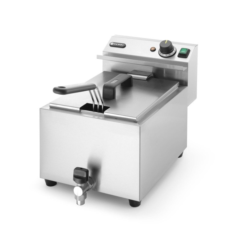 Frytownica manualna z kranem spustowym, 8 l, HENDI, Profi Line, 8L, jasnoszary, 230V/3500W, 305x515x(H)354mm