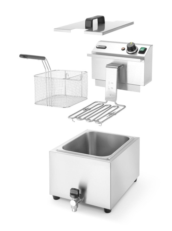 Frytownica manualna z kranem spustowym, 8 l, HENDI, Profi Line, 8L, jasnoszary, 230V/3500W, 305x515x(H)354mm