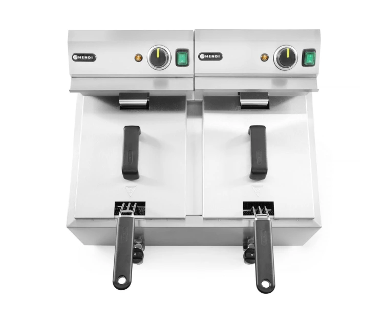 Frytownica manualna z kranem spustowym, 2 × 8 l, HENDI, Profi Line, 16L, 230V/7000W, 610x515x(H)369mm