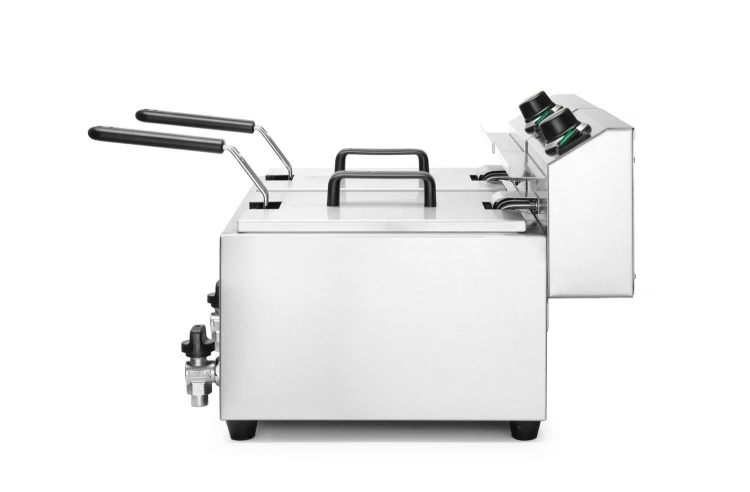 Frytownica manualna z kranem spustowym, 2 × 8 l, HENDI, Profi Line, 16L, 230V/7000W, 610x515x(H)369mm