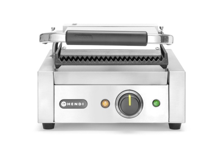 Grill kontaktowy pojedynczy, HENDI, góra i dół ryflowane, 230V/1800W, 310x375x(H)216mm