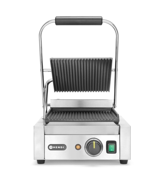 Grill kontaktowy pojedynczy, HENDI, góra i dół ryflowane, 230V/1800W, 310x375x(H)216mm