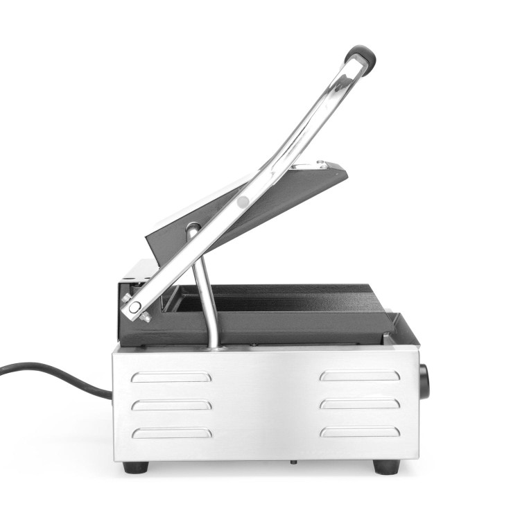 Grill kontaktowy pojedynczy, HENDI, góra i dół ryflowane, 230V/1800W, 310x375x(H)216mm
