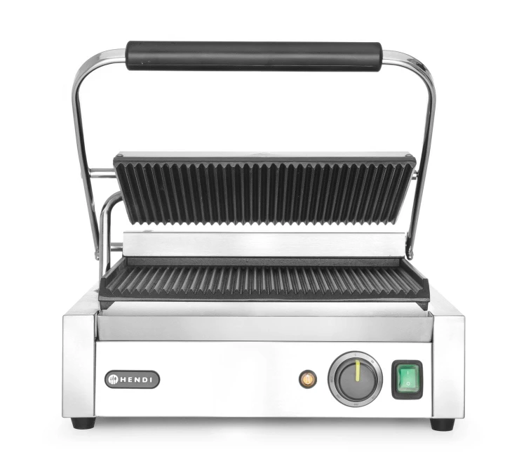 Grill kontaktowy Panini, HENDI, góra i dół ryflowane, 230V/2200W, 430x375x(H)216mm
