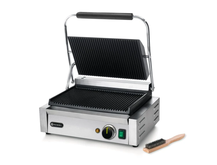 Grill kontaktowy Panini, HENDI, góra i dół ryflowane, 230V/2200W, 430x375x(H)216mm