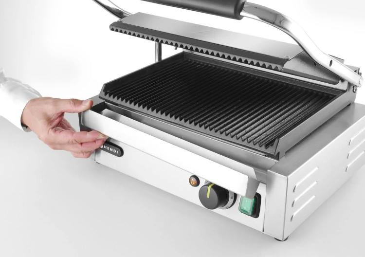 Grill kontaktowy Panini, HENDI, góra i dół ryflowane, 230V/2200W, 430x375x(H)216mm