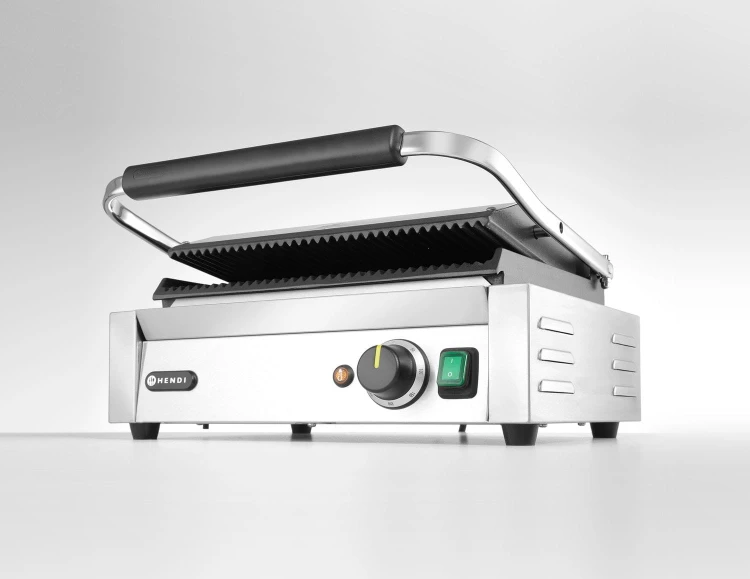 Grill kontaktowy Panini, HENDI, góra i dół ryflowane, 230V/2200W, 430x375x(H)216mm