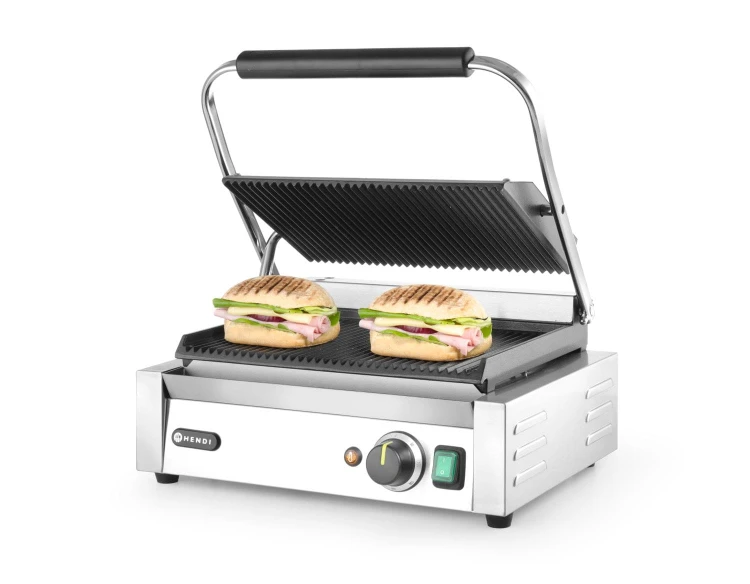Grill kontaktowy Panini, HENDI, góra i dół ryflowane, 230V/2200W, 430x375x(H)216mm