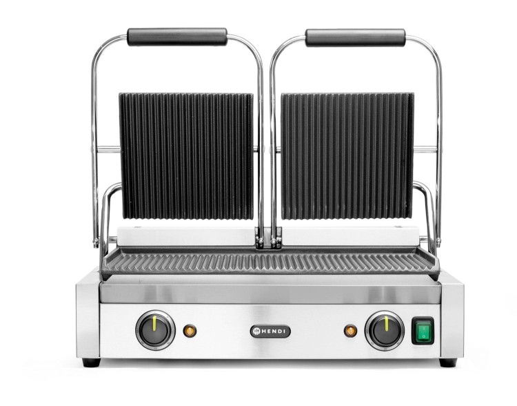 Grill kontaktowy podwójny Ryflowany, HENDI, góra i dół ryflowane, 230V/3600W, 570x375x(H)216mm