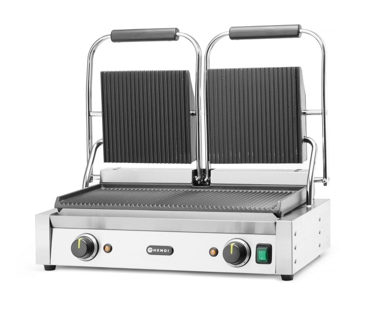 Grill kontaktowy podwójny Ryflowany, HENDI, góra i dół ryflowane, 230V/3600W, 570x375x(H)216mm