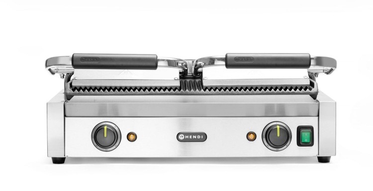 Grill kontaktowy podwójny Ryflowany, HENDI, góra i dół ryflowane, 230V/3600W, 570x375x(H)216mm