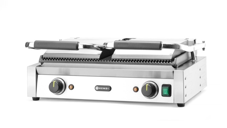 Grill kontaktowy podwójny Ryflowany, HENDI, góra i dół ryflowane, 230V/3600W, 570x375x(H)216mm