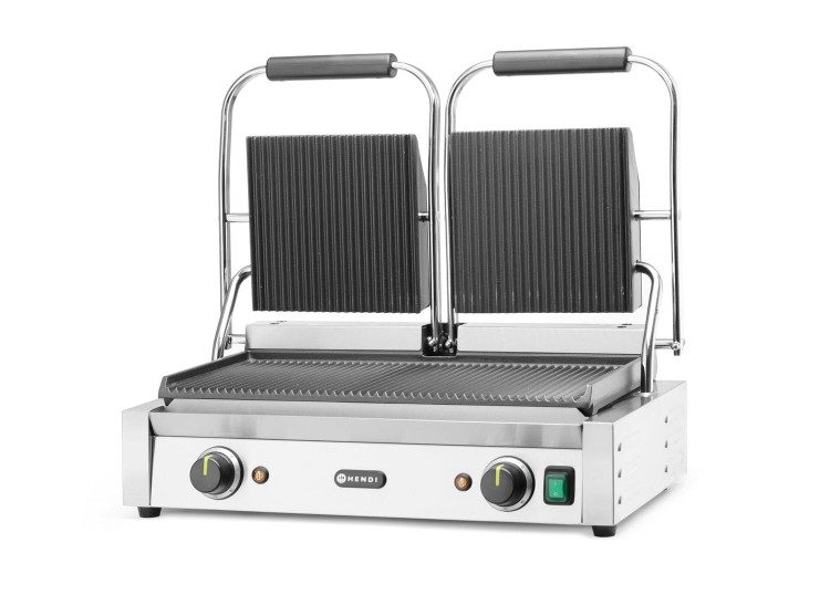 Grill kontaktowy podwójny Ryflowany, HENDI, góra i dół ryflowane, 230V/3600W, 570x375x(H)216mm