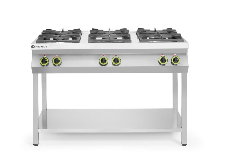 Kuchnia gazowa 6-palnikowa na podstawie otwartej, HENDI, Kitchen Line, 28,5kW, 1200x700x(H)900mm