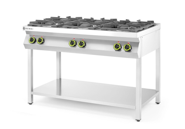 Kuchnia gazowa 6-palnikowa na podstawie otwartej, HENDI, Kitchen Line, 28,5kW, 1200x700x(H)900mm
