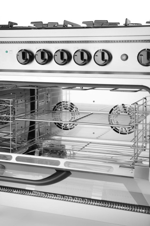 Kuchnia gazowa 5-palnikowa z konwekcyjnym piekarnikiem elektrycznym, HENDI, Kitchen Line, stalowy, srebrny, 230V/2900W, 14,3kW, 900x653x(H)900mm