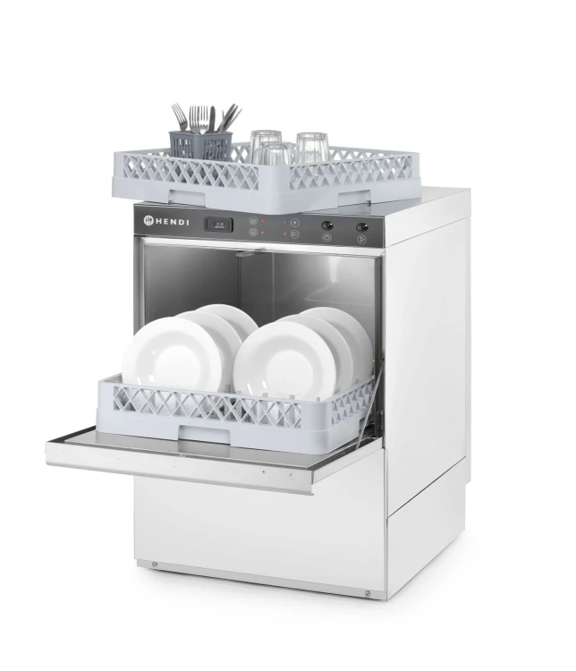 Zmywarka do naczyń 50x50 – sterowana elektromechanicznie, HENDI, z dozownikiem detergentu, 230V/3600W, 600x570x(H)830mm