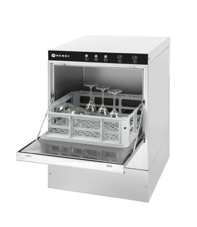 Zmywarka do szkła 40x40 – sterowana elektromechanicznie, HENDI, z pompą spustową, 230V/2800W, 470x510x(H)710mm