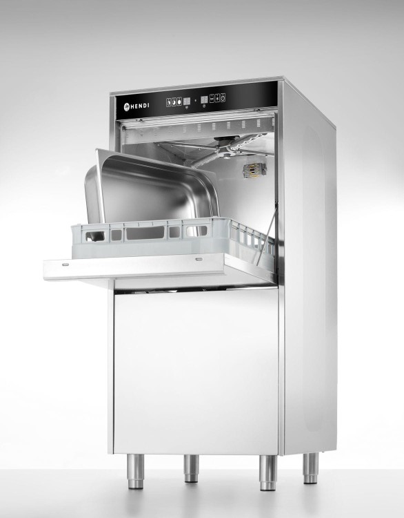 Zmywarka do garnków i tac 50x60 – sterowana elektronicznie, z dozownikiem detergentu i pompą spustową, HENDI, 400V/7100W, 595x777x(H)1335mm