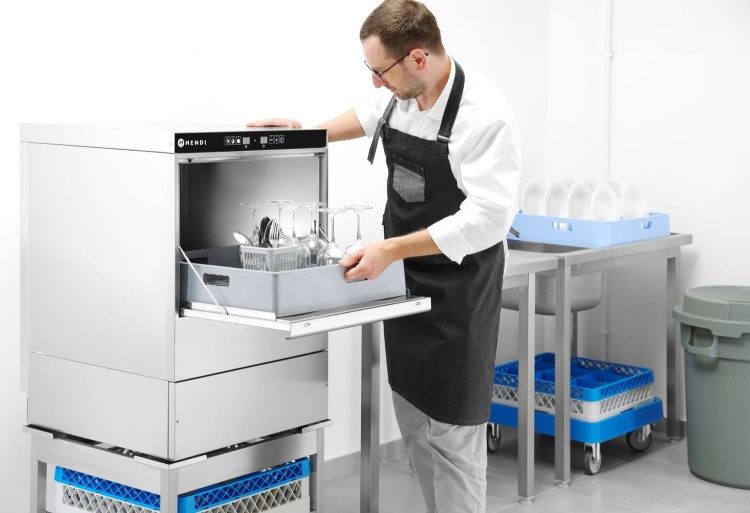 Zmywarka do szkła 40x40 – sterowana elektronicznie, HENDI, 230V/2800W, 470x510x(H)710mm