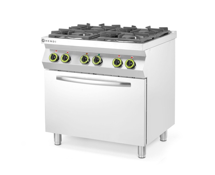 Kuchnia gazowa 4-palnikowa z konwekcyjnym piekarnikiem elektrycznym GN 1/1, HENDI, Kitchen Line, 230V/3000W, 19kW, 800x722x(H)900mm