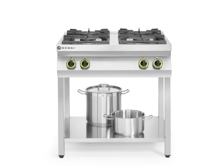 Kuchnia gazowa 4-palnikowa na podstawie otwartej, HENDI, Kitchen Line, 19kW, 800x700x(H)900mm