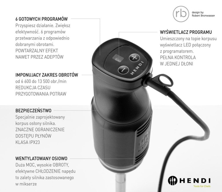 Mikser ręczny HENDI BLEND, HENDI, designed by Robert Bronwasser, 220-240V/250W, ⌀71x(H)450mm