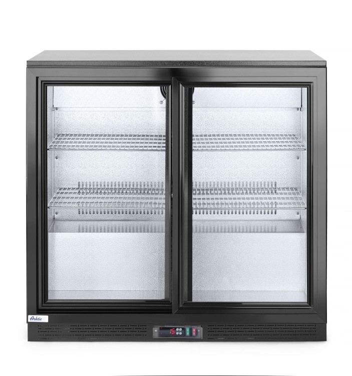 Lodówka barowa z podwójnymi drzwiami suwanymi, Arktic, 158L, czarny, 220-240V/160W, 900x520x(H)865mm