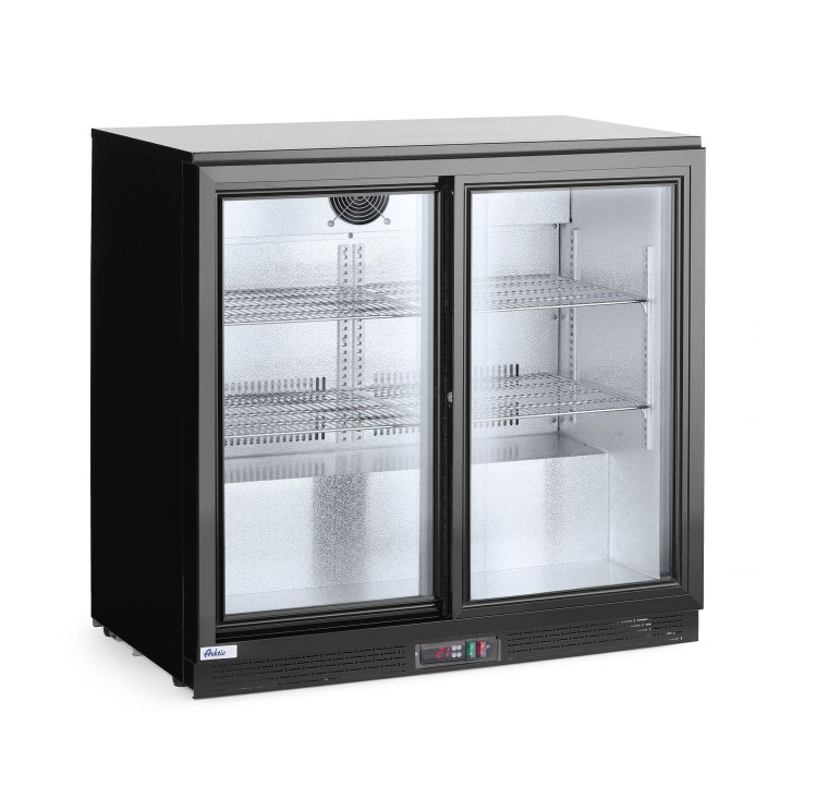 Lodówka barowa z podwójnymi drzwiami suwanymi, Arktic, 158L, czarny, 220-240V/160W, 900x520x(H)865mm