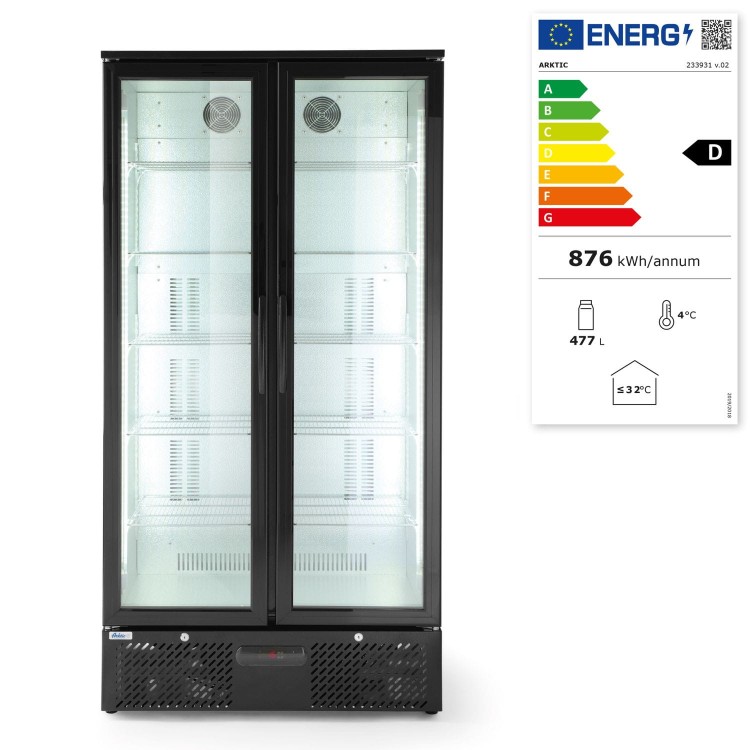 Lodówka barowa 2-drzwiowa, Arktic, 384L, czarny, 220-240V/365W, 900x530x(H)1820mm