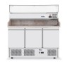 Stół chłodniczy do pizzy 3-drzwiowy z nadstawą i blatem granitowym, Arktic, 254L, 230V/400W, 1400x700x(H)1491mm