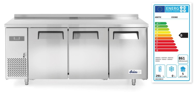 Stół chłodniczy 3-drzwiowy z agregatem bocznym, Arktic, Kitchen Line, 291L, 230V/270W, 1800x600x(H)886mm