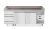 Stół chłodniczy do pizzy 2-drzwiowy z 7 szufladami i blatem granitowym, Arktic, 250L, 230V/250W, 2020x802x(H)1000mm