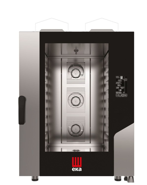 Piec konwekcyjno-parowy Millennial Black Mask Bakery, 10× 600×400 mm – sterowany elektronicznie, gazowy, Tecnoeka, 230V/700W, 18kW, 850x1035x(H)1231mm