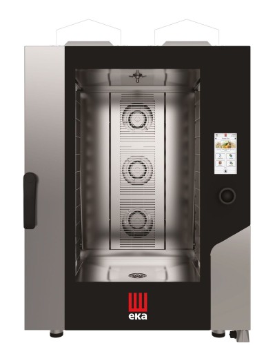 Piec konwekcyjno-parowy Millennial Touch Screen Bakery z automatycznym systemem myjącym, 10× 600×400 mm – sterowany elektronicznie, gazowy, Tecnoeka, 230V/700W, 18kW, 850x1035x(H)1230mm